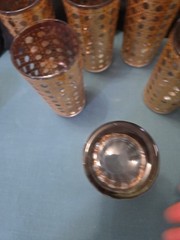 Vintage Culver Cannella 22K Gold Filigree Hollywood Regency MCM glasses Set 7