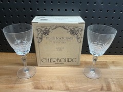 Vtg W.M. Dalton 24% French Lead Crystal Unit No. 2 2 Wine Glasses Made France