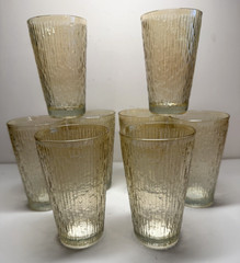 8 VTG Jeanette Iridescent Marigold Carnival Tree Bark Variant Flat Tumbler 5″