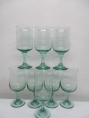Set Of 8 Libbey Tulip Spanish Green 7″ Wine/Water Glass Goblet