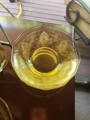 (1) RARE 6″ Cereal Bowl #2375- glass FOSTORIA crystal TROJAN TOPAZ YELLOW