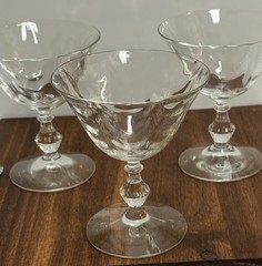 3 Fostoria Crystal Wave Crest Low Sherbet/Champagne Glass 4 7/8”Optic Loop 1930s