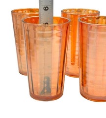 VTG Jeanette Marigold Iridescent Block Optic Tall Highball Glasses Carnival READ
