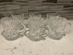 Set Of 6 Cristal D’Arques Clear Glass Crystal Mugs 4.5”