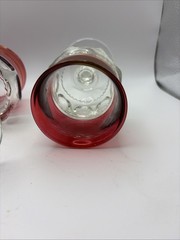 Kings Crown Set 2 Tiffin Ruby Red Flash Thumbprint Goblets 5.75”Tall 3” Round