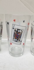 3 LUMINARC PLAYING CARDS GLASS TUMBLERS 5 3/4″