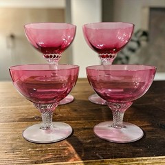 Vintage George Borgfeldt Set of 4 Lisa Cranberry Champagne Glasses