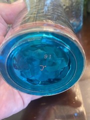 6 Vintage Teal Blue Tumblers Libbey Crackle Pebbled Bubble Iced Tea Glasses