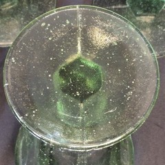 Heavy Primative Green Glass Goblets With Mold lines and Bubbles in the glass