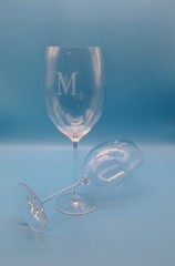 Lenox TUSCANY Large 10 3/4″ Tall Merlot Wine Glasses Monogram M ~ Set of 2