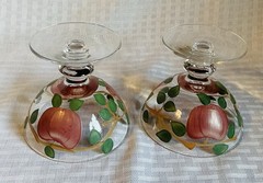Vintage Set Of 2 Franciscan Apple Stem Ware Sherbet Fruit Glasses 3” Tall