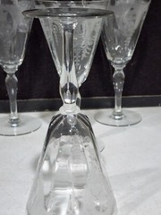 SET OF 4- RARE- Tiffin Clear Etched ISABELLA Sailing Ship 7.5″ Water Glasses