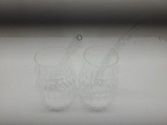 sweet grain Ribbed Glass Cups Set of 2, 18 oz Glasses Drinking Set, Drinking