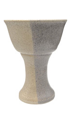 Vintage Studio Art Pottery Wine/Ale Goblet, Blue & Peach, Signed Peltier, 1996