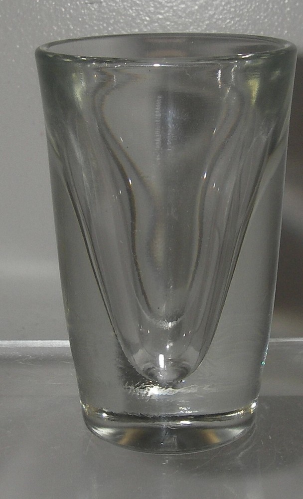 Vintage Hazel Atlas Clear Glass Shot Jigger Whiskey Weighted Bottom Barware MCM