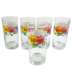 Corelle Impressions Glasses Tumblers Summer Blush Set of 5 CorningWare 16 oz 6″