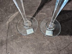 (2) Mikasa Champagne Cut Vertical Lines On Bowl Flutes Glasses