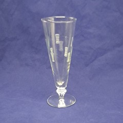 Vintage Etched Pilsner Beer Glass With Geometric Design