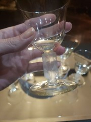 (5) wine glasses Antique Glass Crystal Murano? clear frosted square stem leaves