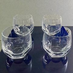 Vintage Faberge Bristol Old Fashioned Lowball Glasses Crystal Barware Set of 4