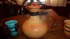 Vintage El Patio Gladding McBean Orange Carafe & 6 Cups Set
