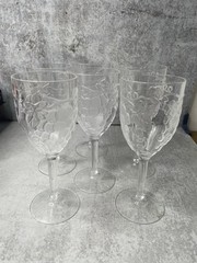 6 Vintage Acrylic Grape Embossed Wine Glasses 8” Plastic Patio Party Pool Lake