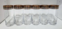 Vintage Royal Gallery Set of 6 High Ball Gold/Silver rimmed glasses