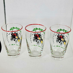 Libbey Bar Glasses Featuring 1904 Cadillac convertible with Passengers weighted