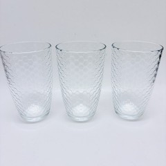 Vintage Set of 3 Pasabahce Horizon Honeycomb Glasses 5.5 inch Heavy Tumblers