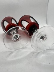 2 vintage Cristal d’Arques-Durand Gothic Ruby Red Clear Water Goblet glass