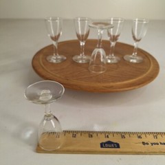 Vintage Cordial Etched Wheat Pattern 3 1/2” Sasaki Smooth Stem Drinking Glasses