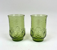 Heritage Hill Green Avocado by Anchor Hocking Glasses Set of 2 Juice Glasses 4”
