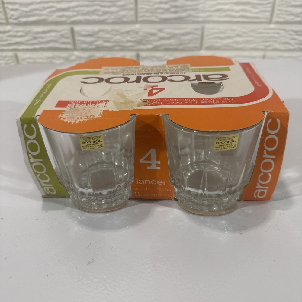 Arcoroc France Lancer On The Rocks Glasses Set of 4 – 11 oz New and Unused