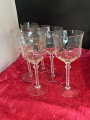 Libbey Vintage Rock Sharpe Crystal Wine Water Goblet Glasses Set Of 6