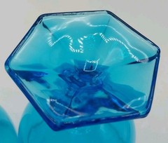 Vintage MCM Anchor Hocking Flair Laser Blue Footed Wine Goblets Set Of 3