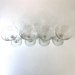 Glass Stemmed Sherbet Glasses With Dimpled Clear Polka Dot Pattern Set of 4