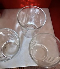 Libbey Urban Polka Dot Thumbprint Clear Glasses. 3 Glasses.