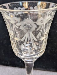 Lot of 3) Antique Paneled Etch Glass Cordial Sipping Glasses Victorian Edwardian