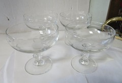 Vtg Princess House Etched Crystal Glasses Heritage 507 Footed Dessert Coupe 4pc
