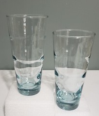 2 Libbey 1950’s Ripple Tumblers Aqua 16 oz Saturn Optic Light Blue Coolers Glass