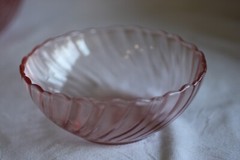 6 VINTAGE ARCOROC OPTIC ROSELINE PINK DESSERT/BERRY BOWLS