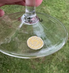 Vintage 1950’s Hand Blown Crystal Wine Goblets Platinum Rim W. Germany Set Of 2