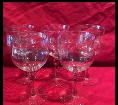 Set of 5 Vintage Iridescent Stemmed Wine Glasses Rainbow Finish 6” Goblets