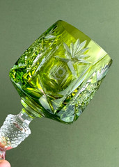 Nachtman? UNK18210 Chartreuse Green Cut Clear Crystal Hock Glass 7 7/8» German