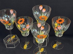 Dorothy Thorpe Hand Painted Poppy & Daffodil Spring Flowers Floral Glasses (5)