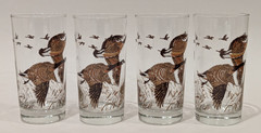 Set/4 Vintage LIBBEY Canadian Geese Flight Glasses Highball Whiskey 12 oz 5.5″T