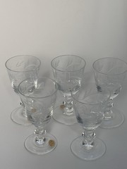 Cordial glasses Vintage Price Made In Poland Set Of 5 Wafer Stem 1966 Discontinu
