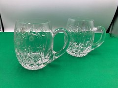 Pair of Rogaska Crystal GALLIA Beer Mugs 20 oz