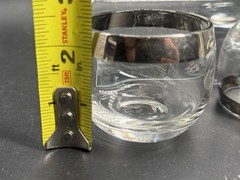 3 Vintage 2.25″ 5oz Silver Band Roly Poly Glasses