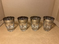 Mid Century Dorothy Thorpe Silver Faded Wide Band Whiskey Glasses Set Of 4